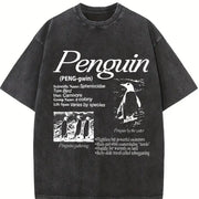 Penguin 90s Retro Arctic Bird Vintage Washed T-Shirt in Black