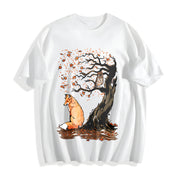 Spring/ Fox Owl Cotton T-Shirt in White