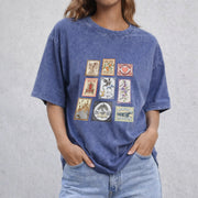 Fourth Wing Books Stamp vintage washed oversized T-shirt in Blue