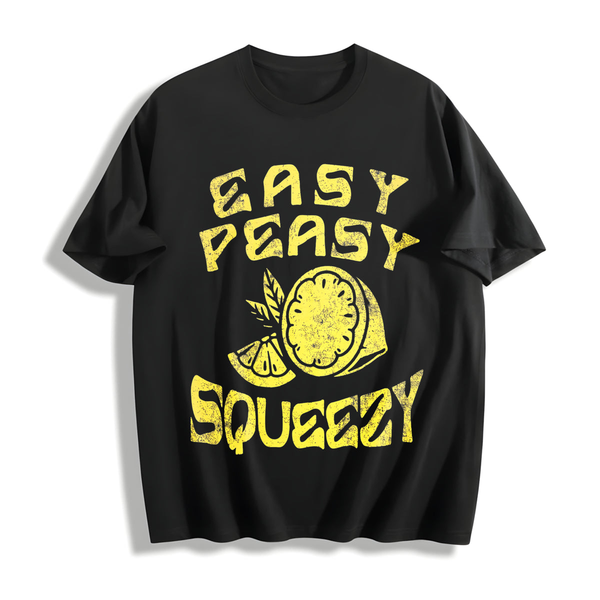 Easy Peasy Lemon Squeezy Cotton T-Shirt in Black
