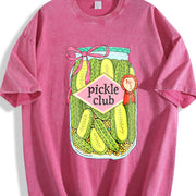 Pickle Club Pickle Lover Retro Foodie Vintage Washed T-Shirt in Red