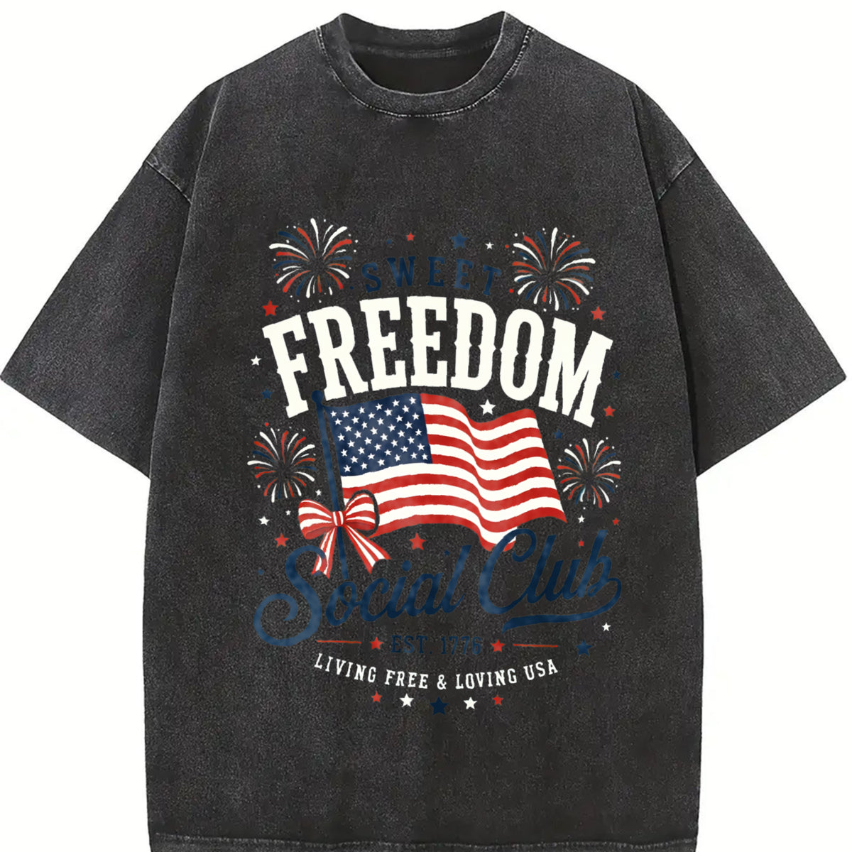 Sweet Freedom Social Club Vintage Washed T-Shirt in Black