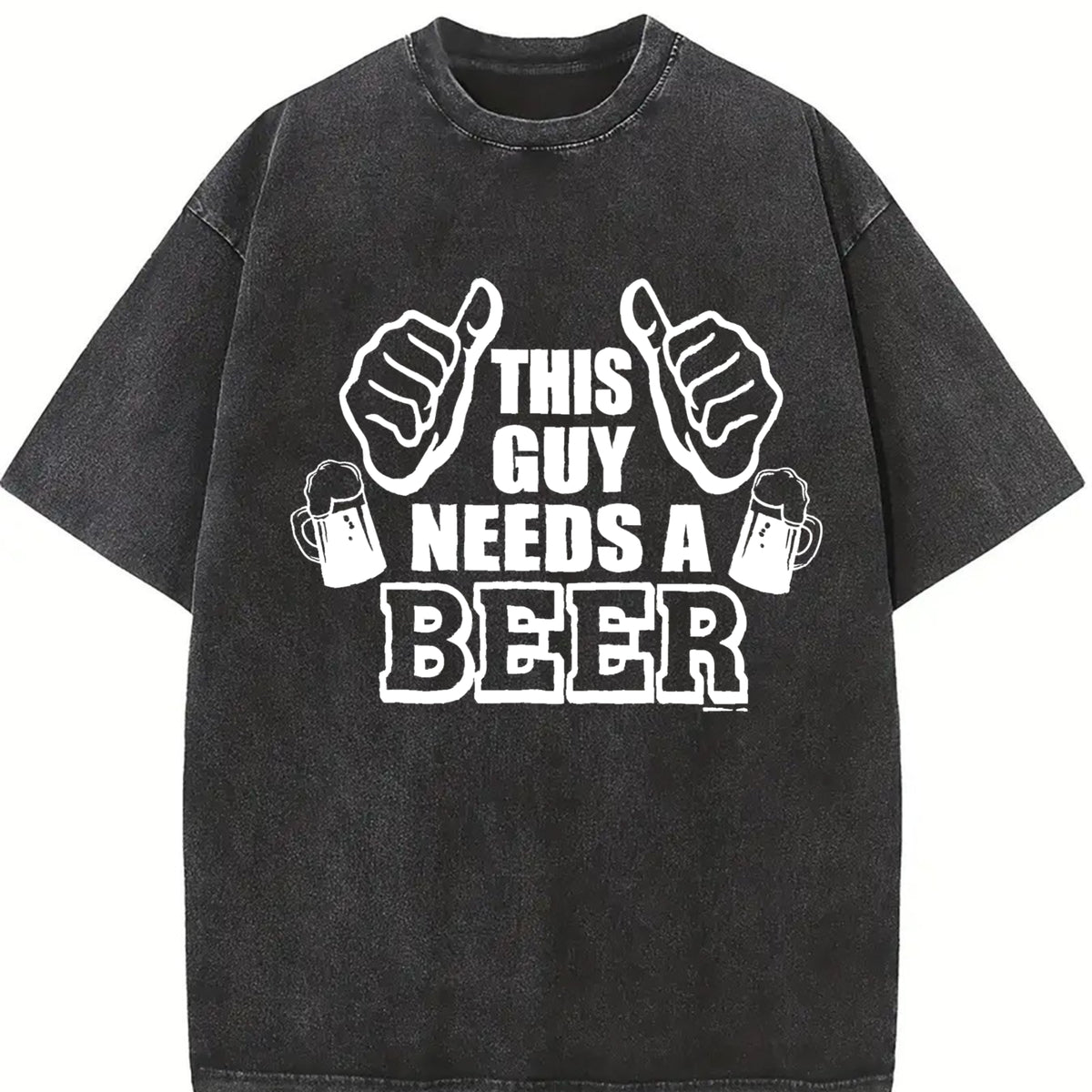 This Guy Needs a Beer Vintage Washed T-Shirt in Black