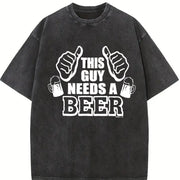 This Guy Needs a Beer Vintage Washed T-Shirt in Black