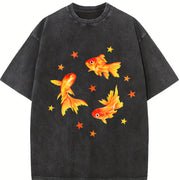 Goldfish. Short-sleeve. One-piece Vintage Washed T-Shirt in Black