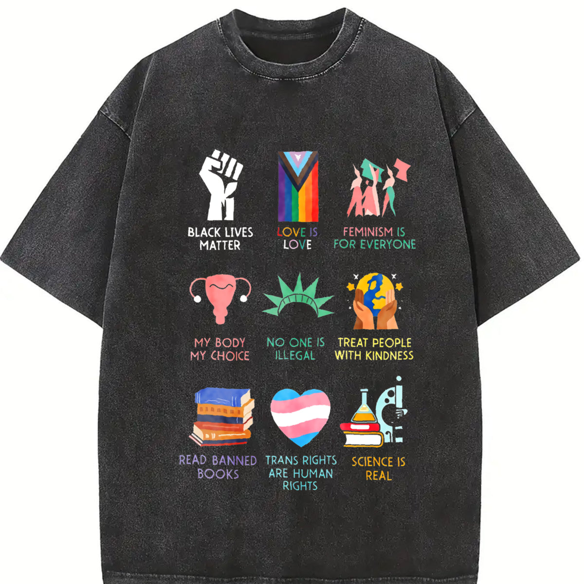 Big Fan of Human Rights! # AbolishIce # IceOut # Vintage Washed T-Shirt in Black