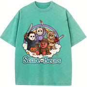 Halloween Scary Care Scare Bears Vintage Washed T-Shirt in Blue