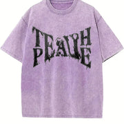 Death Peace Vintage Washed T-Shirt in Purple