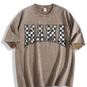 Checkered Mama for Mom Vintage Washed T-Shirt in Brown