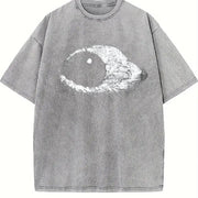 Dark Wind Eye Gothic Grunge Y2k Emo Scene Amity Affliction Vintage Washed T-Shirt in Gray