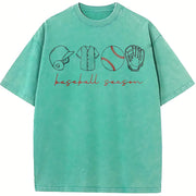 Baseball Season Game Day Baseball Vintage Washed T-Shirt in Blue