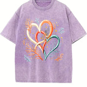 Interlocking Hearts Vintage Washed T-Shirt in Purple