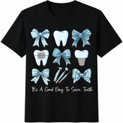 Custom Dental It's a Good Day to Save Teeth Cotton T-Shirt in Black