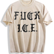 Old English Political Pro Immigration vintage washed oversized T-shirt in Beige