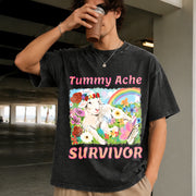 Tummy Ache Survivor Lamb Vintage Washed T-Shirt in Black