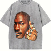 Michael Six Championship 6 Rings 90's Soft vintage washed oversized T-shirt in Gray