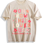 Oh, How Much He Loves Us Vintage Washed T-Shirt in Beige