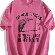 Fitness Taco Humor Gym Novelty Sarcastic Guys Classic Vintage Washed T-Shirt in Red