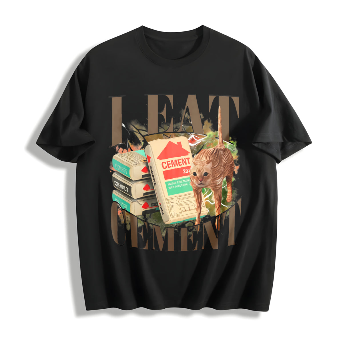 Meme I Eat Cement Weird Cotton T-Shirt in Black