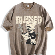 Praying Kid Tank Religious Sleeveless Muscle Vintage Washed T-Shirt in Brown