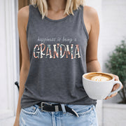 Happiness Is Being a Grandma Women's Color Cotton Tank Top in Gray