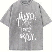 Distressed Retro with for Attire ( ) Vintage Washed T-Shirt in Gray