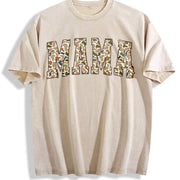 Camouflage Mama Army Mom Vintage Washed T-Shirt in Beige