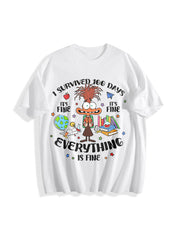 I Survived 100 Days Cotton T-Shirt in White