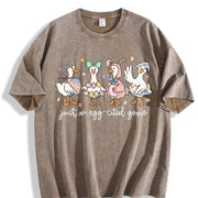Just an Egg-Cited Goose vintage washed oversized T-shirt in Brown