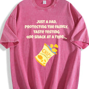 Dad Who Loves Snacks Father's Day Vintage Washed T-Shirt in Red