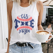 Tis the Season Baseball Crew-neck Sleeveless Vest Outdoor Women's Color Cotton Tank Top in White