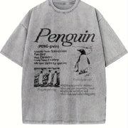 Penguin 90s Retro Arctic Bird Vintage Washed T-Shirt in Gray