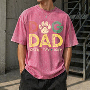 Dog Dad Personalized Pet Vintage Washed T-Shirt in Red