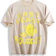 Easy Peasy Lemon Squeezy Vintage Washed T-Shirt in Beige