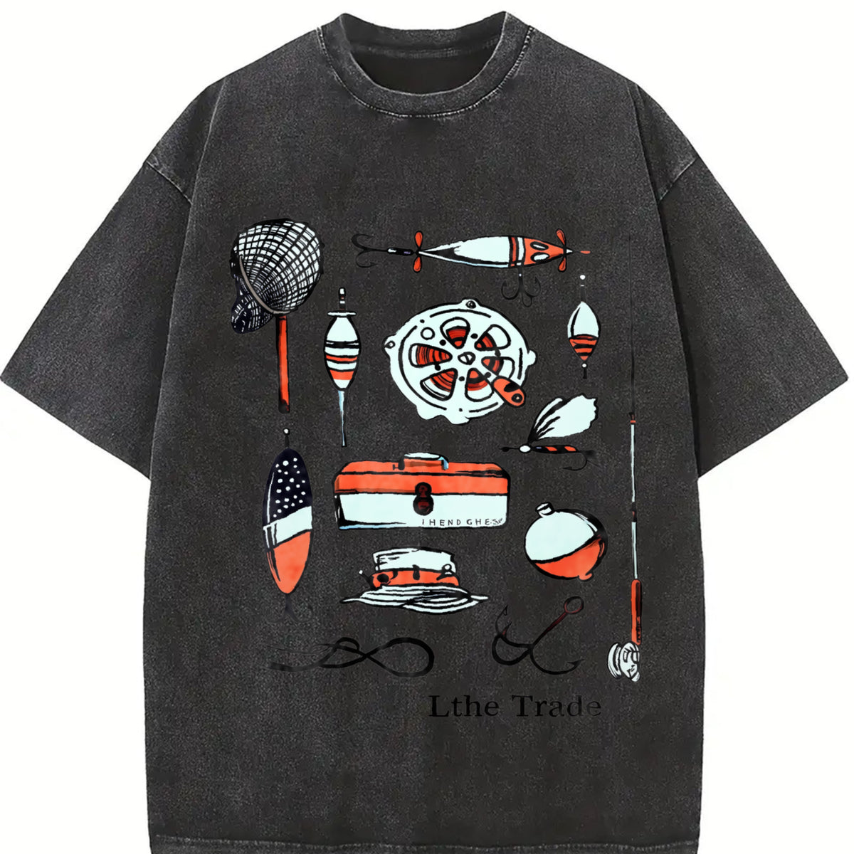 Fishing Lures Trade Vintage Washed T-Shirt in Black