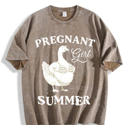 Pregnant Girl Bikini Goose Parody Meme Boxy DTG Vintage Washed T-Shirt in Brown