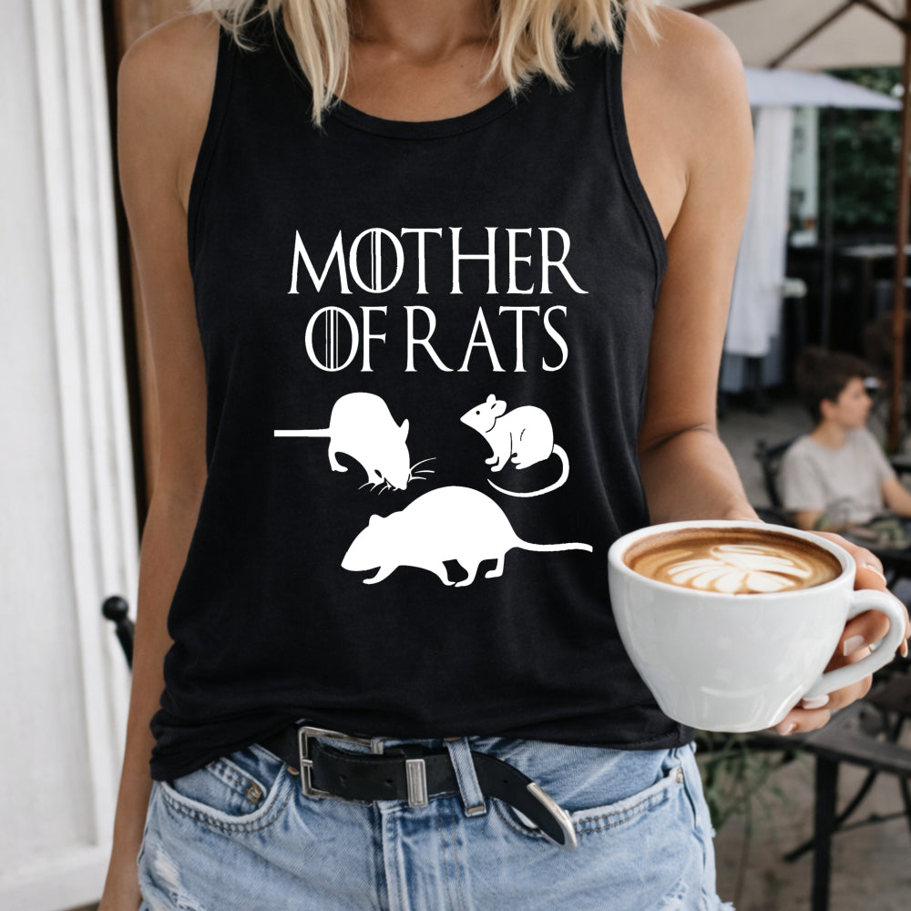 Mother of Rats Women's Color Cotton Tank Top in Black