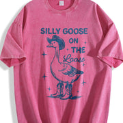 Retro Silly Goose Silly Goose on the Loose Vintage Washed T-Shirt in Red