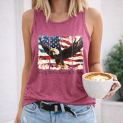 America Patriotic Women's Color Cotton Tank Top in Red