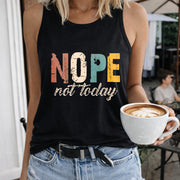 Nope Not Today Women's Color Cotton Tank Top in Black