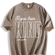 Raise Them Feral Raise Them Kind Mom Mothers Day Mom Of vintage washed oversized T-shirt in Brown