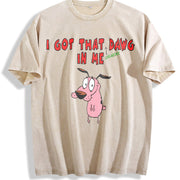 I Got That Dawg in Me Custom Womensweater Vintage Washed T-Shirt in Beige