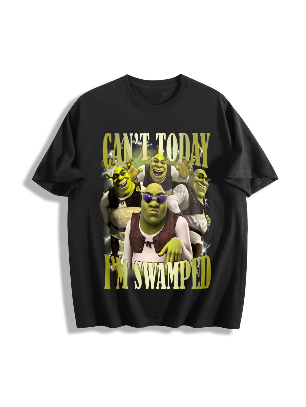 Shrek Carton Characters Cotton T-Shirt in Black