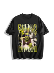 Shrek Carton Characters Cotton T-Shirt in Black