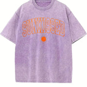 Sunkissed Embroidered Vintage Washed T-Shirt in Purple