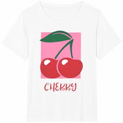 Retro Cherry Cotton T-Shirt in White