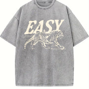 Easy Tiger Retro Esy Tiger vintage washed oversized T-shirt in Gray
