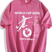 World Cup 2026 North America Host Cities Silhouette Vintage Washed T-Shirt in Red