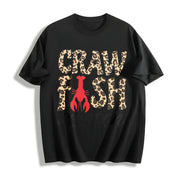 Leopard Crawfish Season Cotton T-Shirt in Black