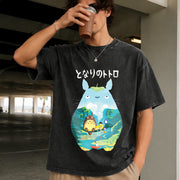 Ghibli Totoro Spirited Away Vintage Washed T-Shirt in Black